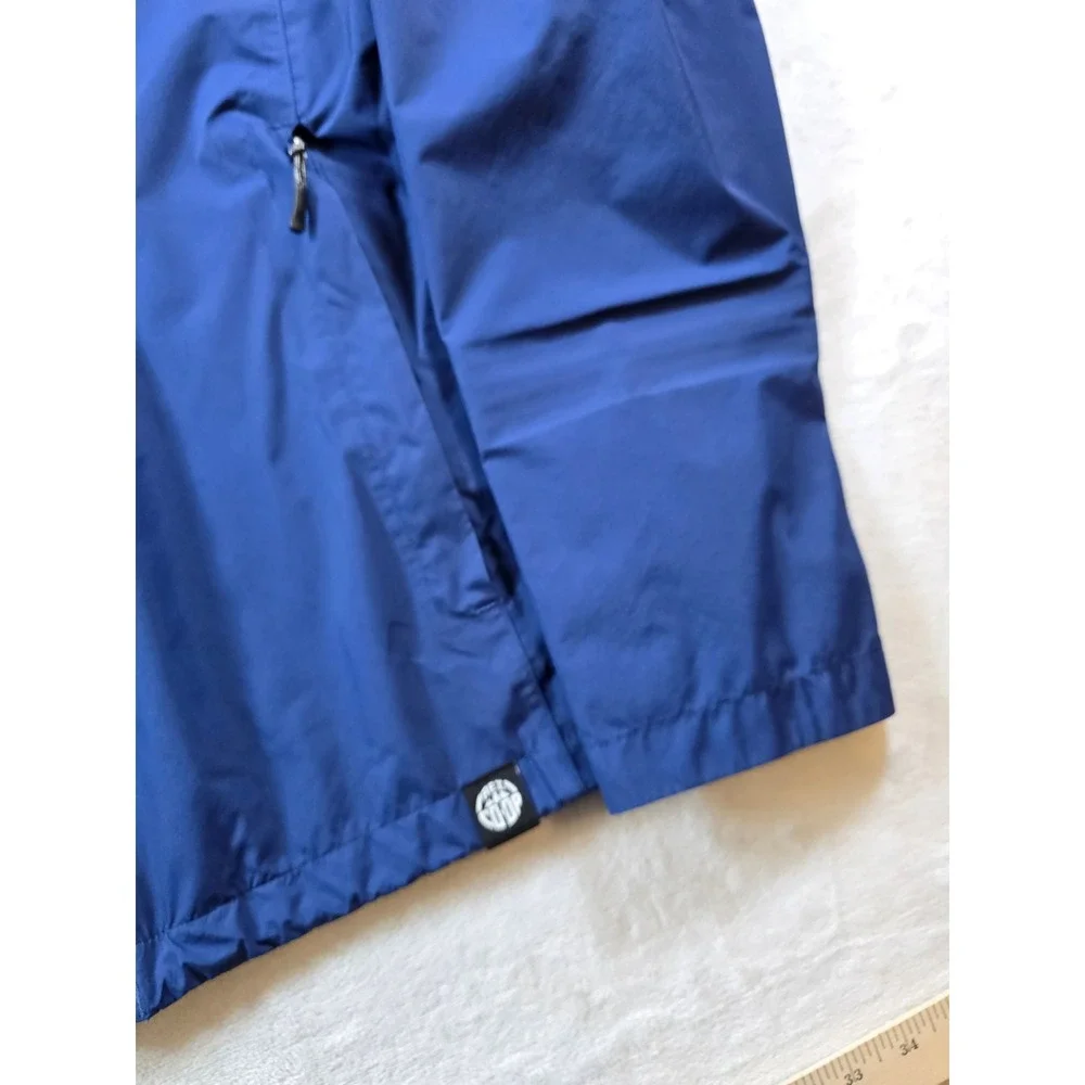 REI Co-op Rain Jacket Mens L Blue Nylon Hooded Waterproof Windbreaker Packable